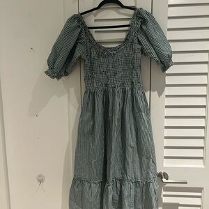 Hill House Nap Short Sleeve Dress in Green Gingham